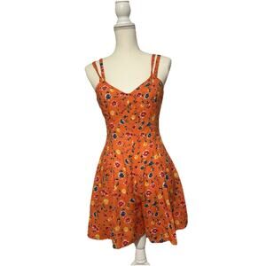 Vintage Shorts Romper Orange Floral Juniors Sz 7/9